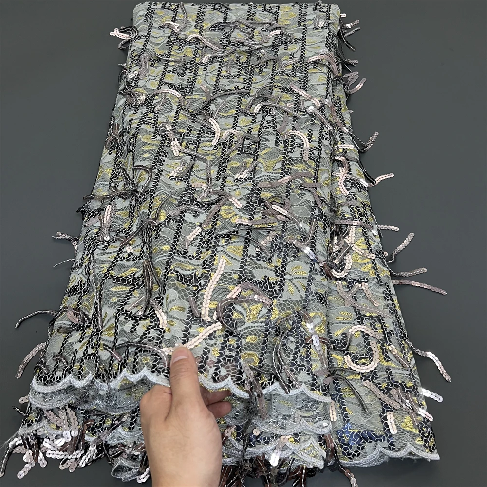 

Африканское нигерийское кружевное полотно из тюля 2026 года для шитья, для свадебных и праздничных платьев, вышитая сетчатая ткань, высокое качество, 5 ярдов