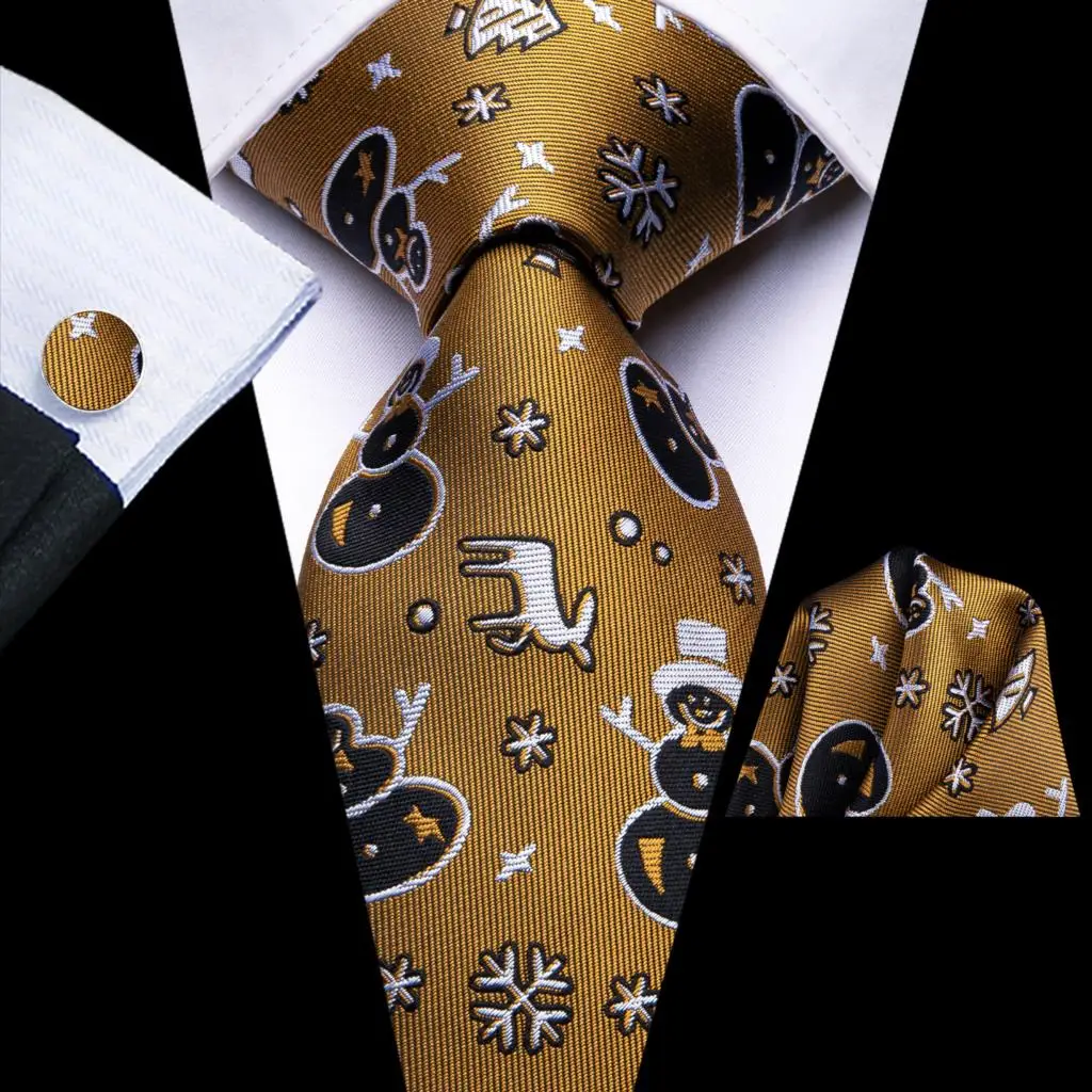 

Brown Christmas Tie for Men 2023 New Fashion Brand Wedding Party Necktie Set Handky Cufflink Gift Wholesale Hi-Tie Designer