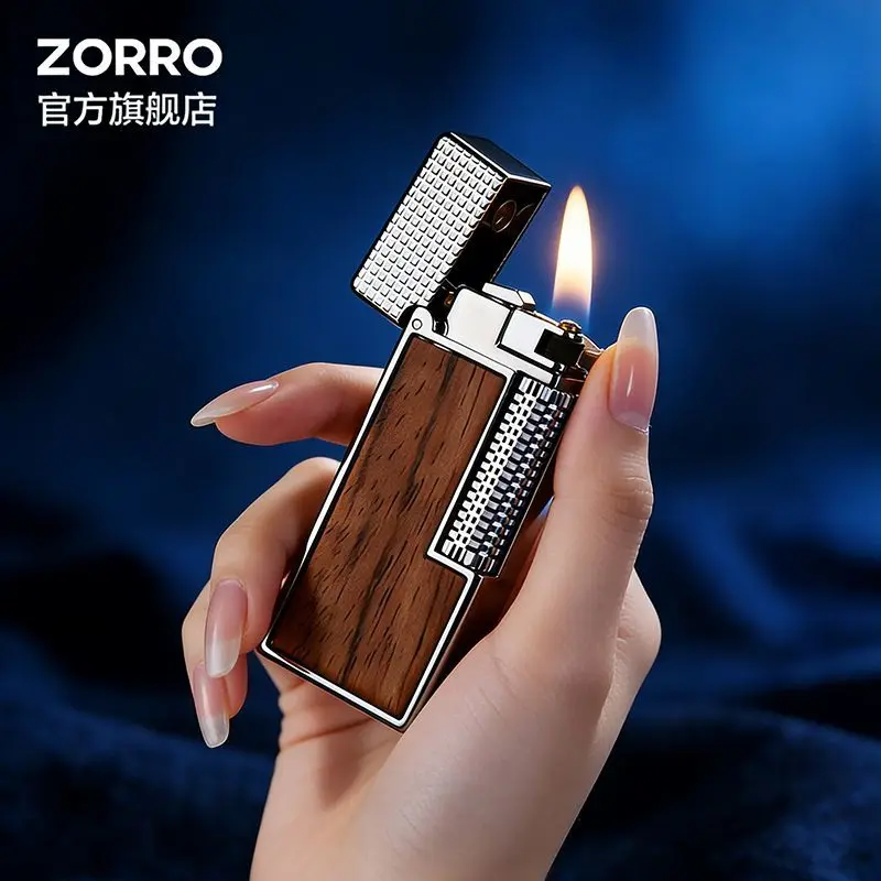 ZORRO 728 Huanghua Pear Wood Solid Wood Kerosien Lighter Side Slip Narrow Machine Retro Personality Gift for Men