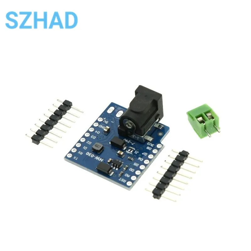 DC Power Shield V1.1.0 is used for the D1 mini development board DC power module