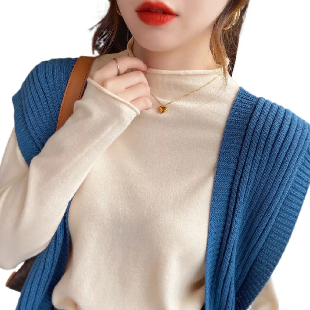 

Women's Half Turtleneck Sweater Warm Inner Thin Top for Spring Autumn And Early Winter Bottoming Knitwear New Arrival