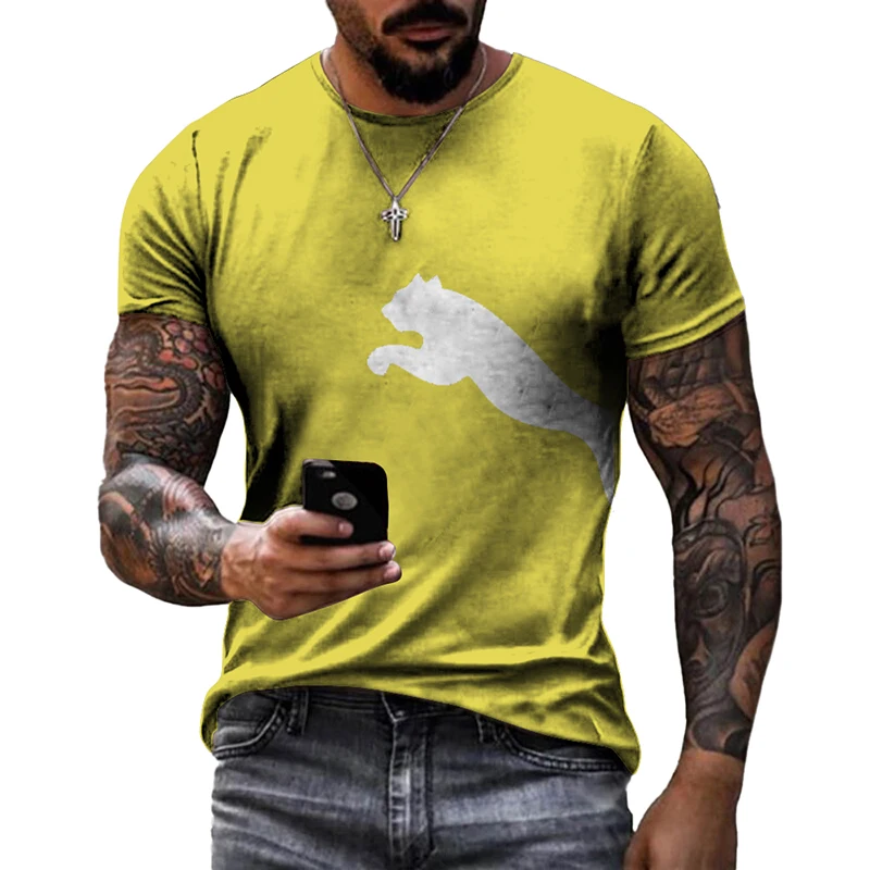 T-shirt de Marque à Col Rond pour Homme, Chemise à Manches Courtes, Motif Imprimé 3D, Surdimensionné, Rétro, Confortable, à la Mode, Été