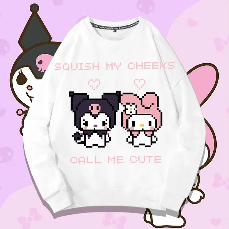 

Sanrio Co-branded Crewneck Hoodie Girl Kulomi Melody Laurel Dog Hello Kitty Peripheral Coat Girls Clothes