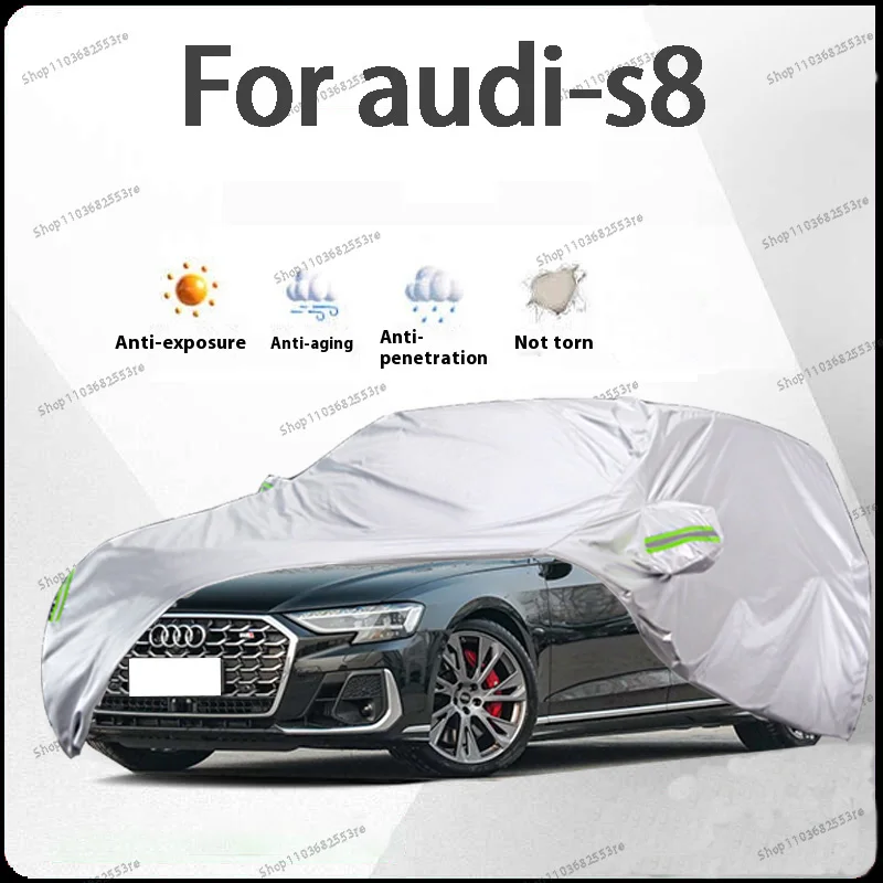 لغطاء السيارة Audi S8 Fit - مقاوم للماء والغبار، مظلة من الشمس (الأشعة فوق البنفسجية)، مقاوم للثلوج |   غطاء فضي كامل مع حماية طوال اليوم