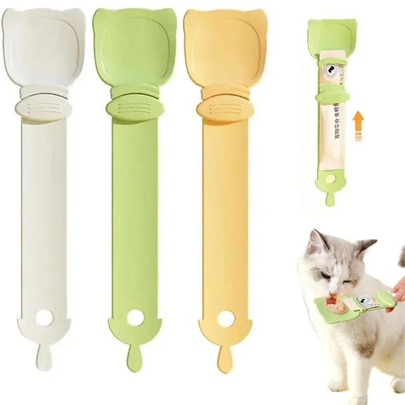 Cat Strip Feeder Spoon Long Handle Cat Food Strip Squeezer Pet Meat Mud Food Squeeze Treat Dispense Spoon For Cats Pet Supplies