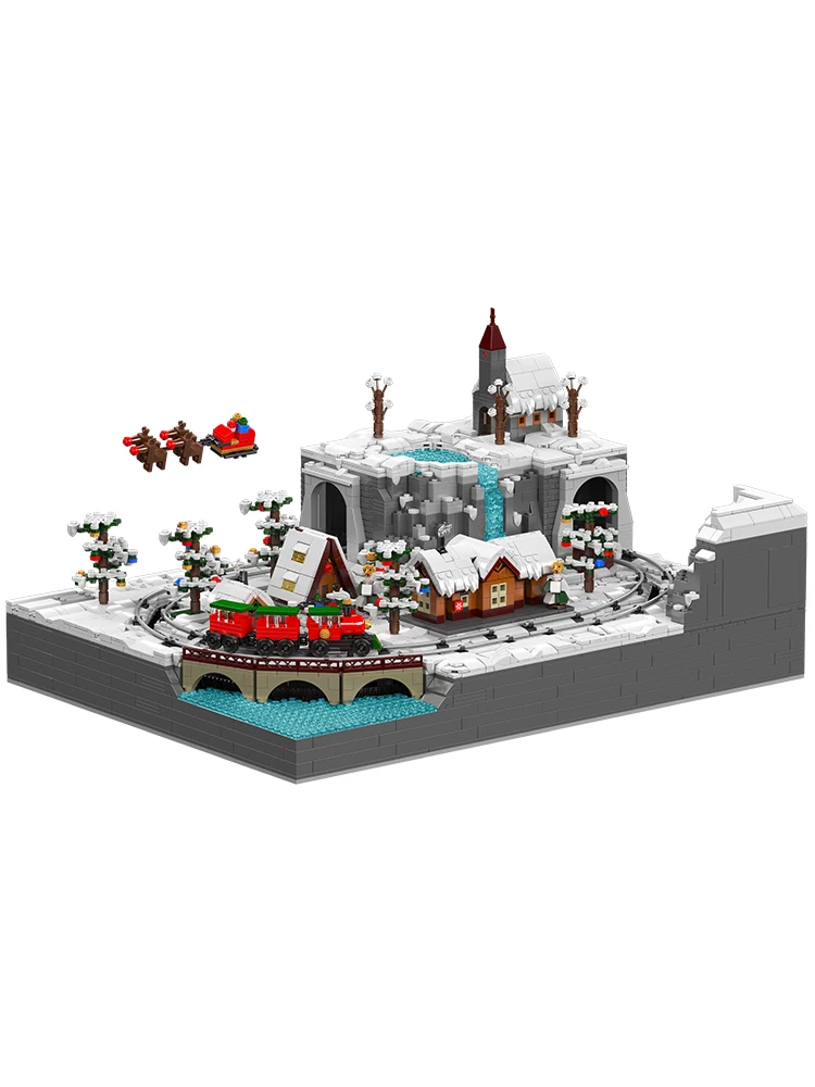 Mould King 12029 Technischer Zug Spielzeug Der Motorisierte Weihnachtszug Wunderland Baustein-Set Lokomotiv-Modell Ziegel-Set Weihnachtsgeschenk für Kinder
