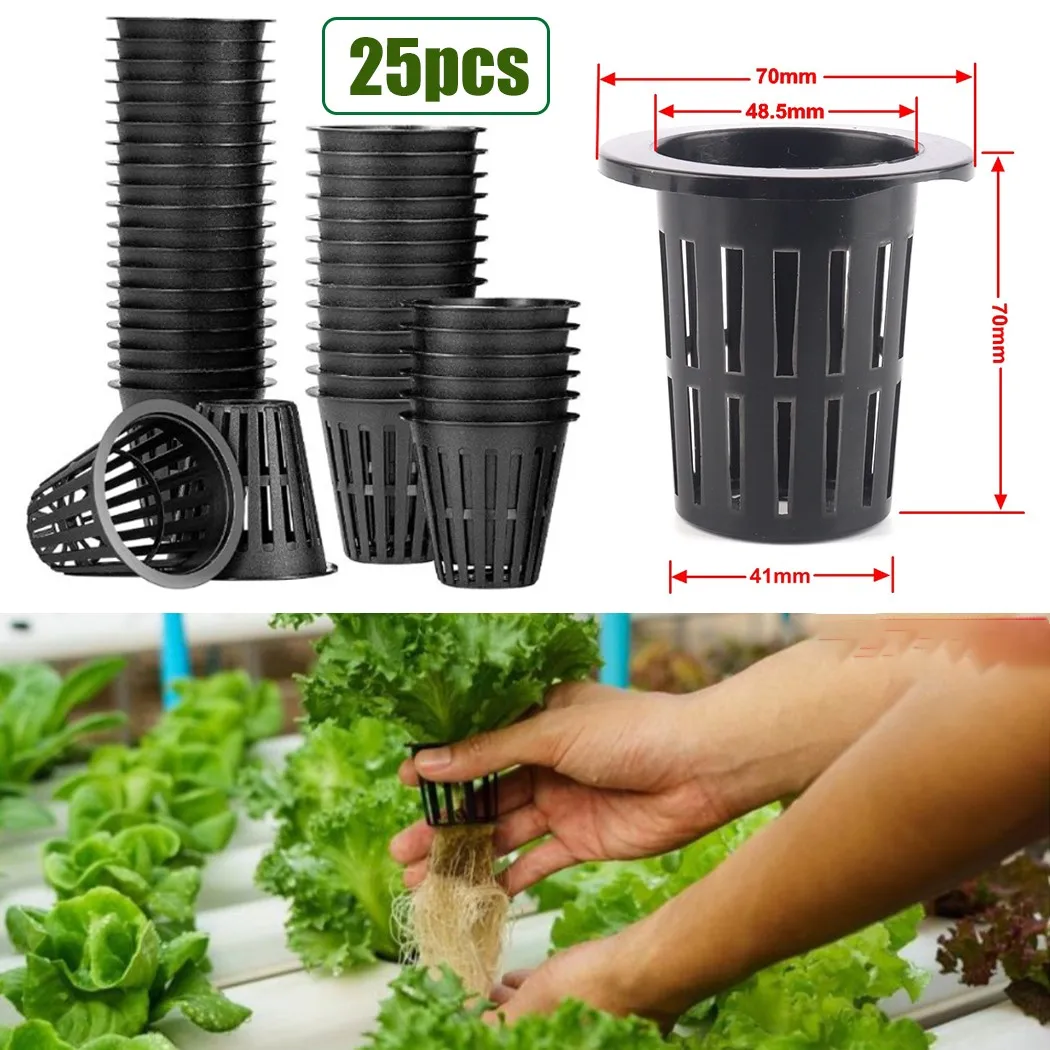 25PCS Hydroponic Pot Net Cup Hydroponic Soilless Mesh Net Basket Plant Veg Grow Nursery Cup Pot Garden Plant Basket