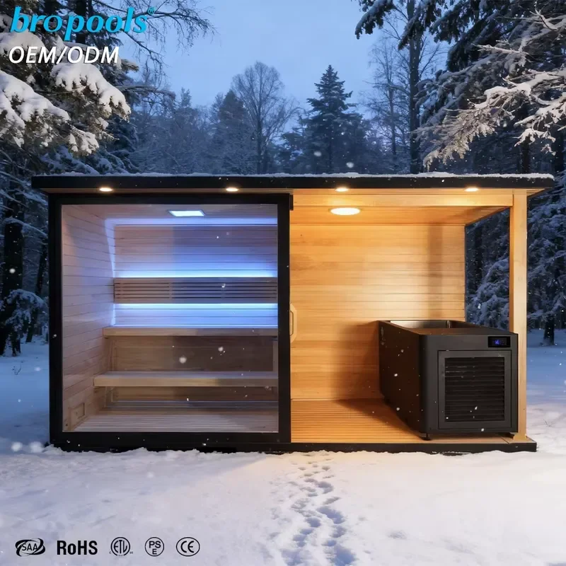 Custom Modern Outdoor Sauna Room | High-End Nordic Fir Wood & Smart Control System for Spa Therapy Recovery Sauna