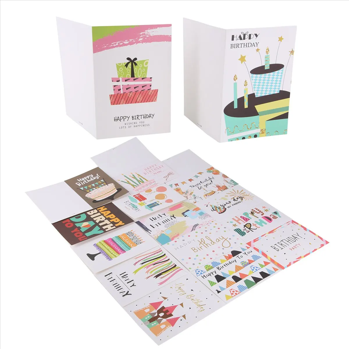 A56K 36 Pack Greeting Card Eco Friendly Birthday Cards Large Happy Birthday Cards Set for Adults and Kids Writing