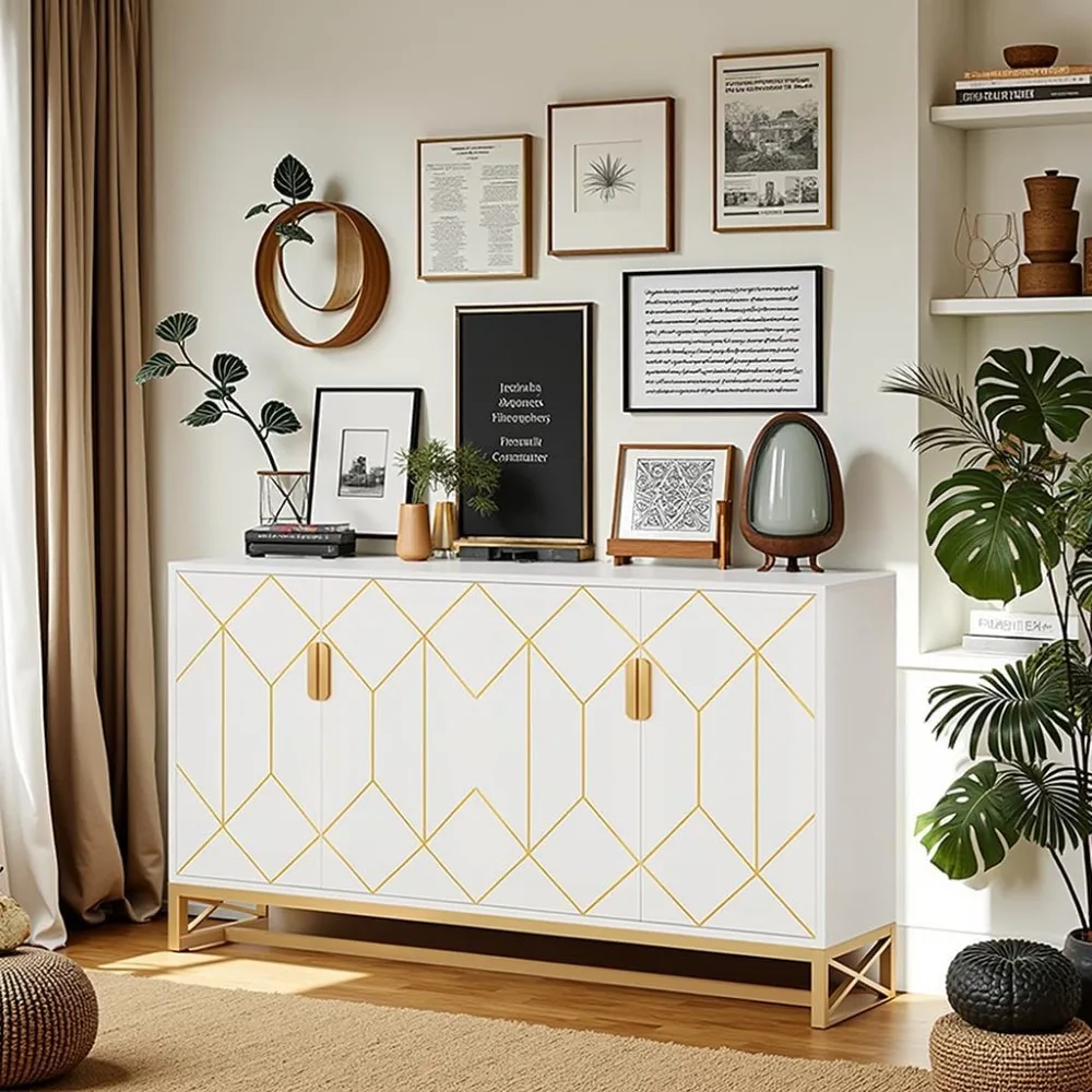 

Sideboard Buffet Cabinet with Storage Modern Coffee Bar Kitchen Storage Cabinet with Doors and Shelves Console Table