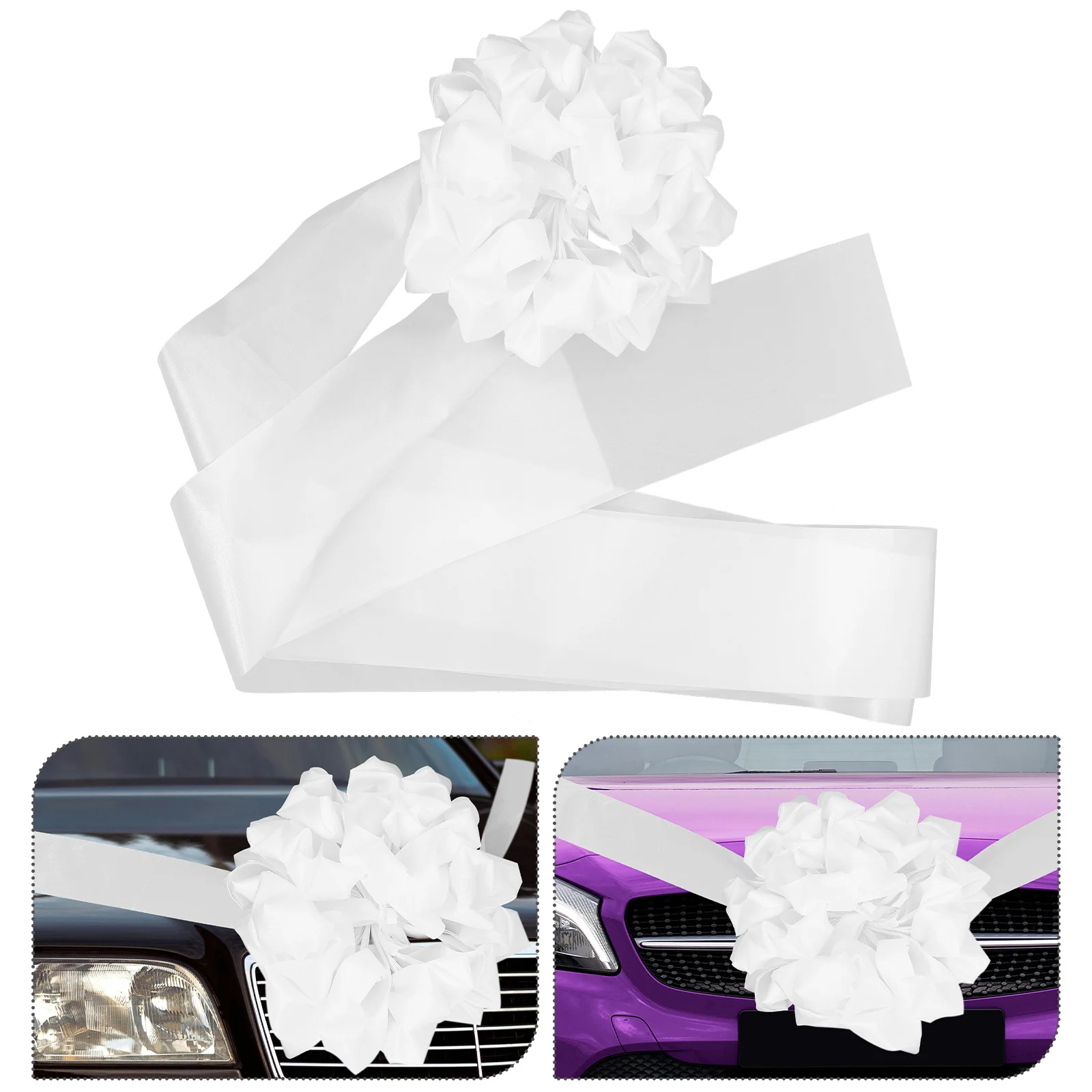 

Wedding Decoration Ball Large Satin Ribbons Flower Car Ornament For Bridal Party Events Artificial Garland Tulle Wedding