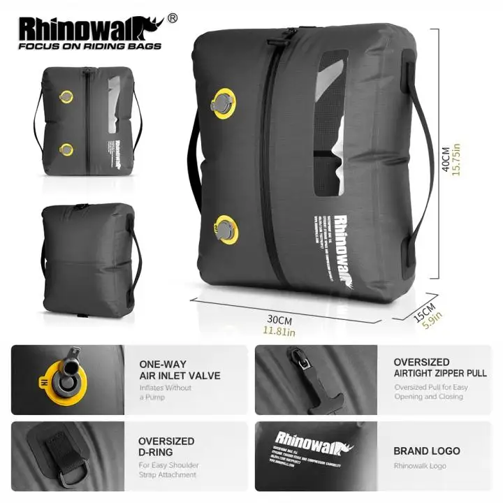 Rhinowalk Waterproof Airtight Compression Dry Bag 18L Airtight Valve Tear & Abrasion Resistant Motorcycle Pannier Liner