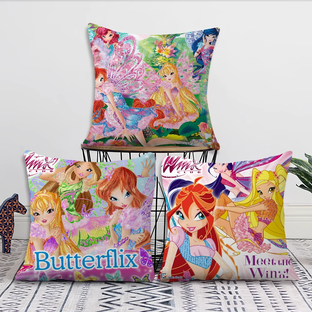 Cartoon Comfortable soft Pillow Case for Sofa Living Room Home office W-Winx Club Decor and Protective Covers