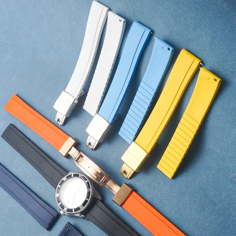 تصميم جديد دايتونا الغواصة CTS فلوروروبر حزام ساعة اليد 20 مللي متر الإفراج السريع الربيع نشر مشبك المشبك FKM أشرطة ساعات اليد