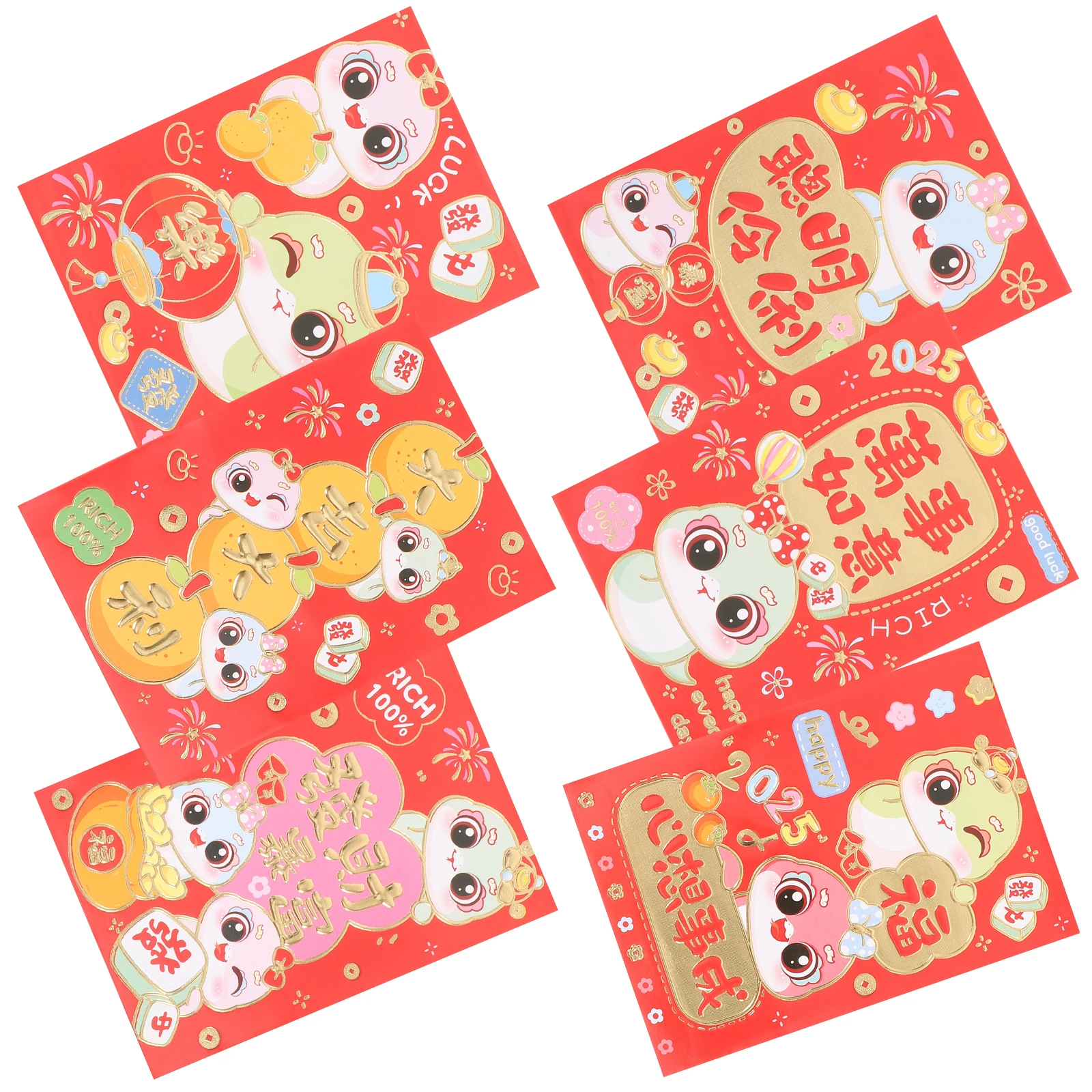 

60pcs Envelope Bags Bright Colored Cartoon Lunar New Year Packets Sturdy Paper Material Cash Lunar New Year Red Envelopes