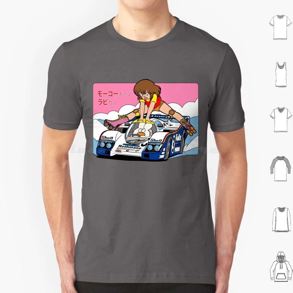 Mokochan And Rabbikun With A Race Car-With Background. T Shirt 6Xl Cotton Cool Tee Mokochan Anime Tamiya Motorsport Moko Chan