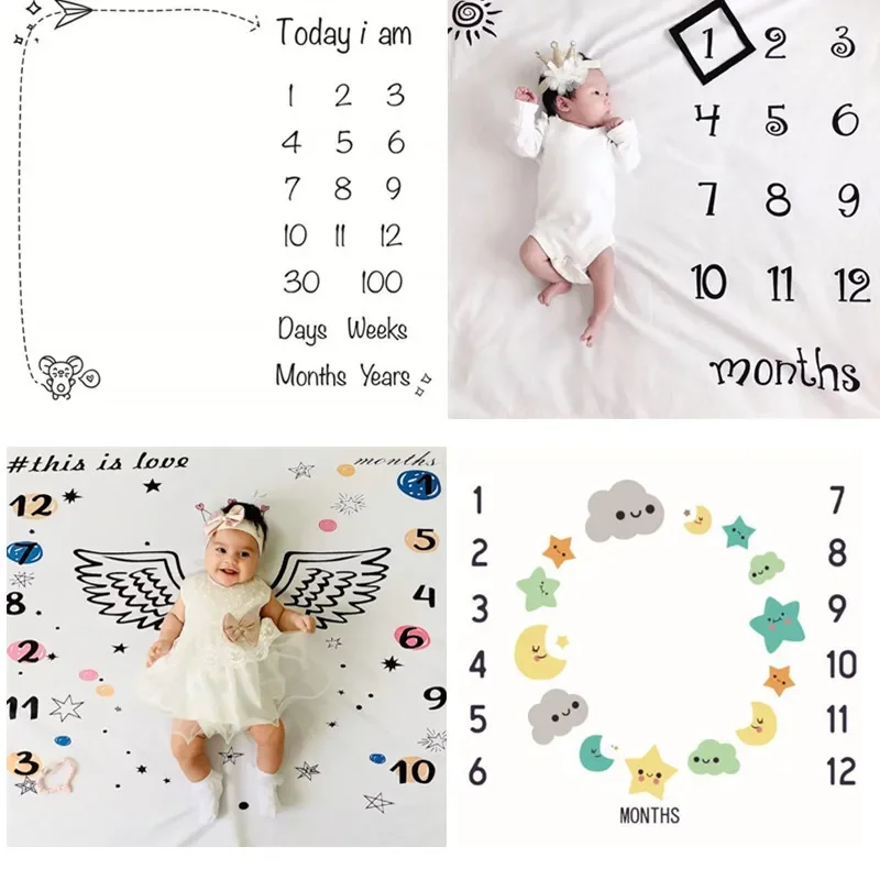 Newborn Baby Monthly Growth Milestone Blanket Photography Props Background Cloth