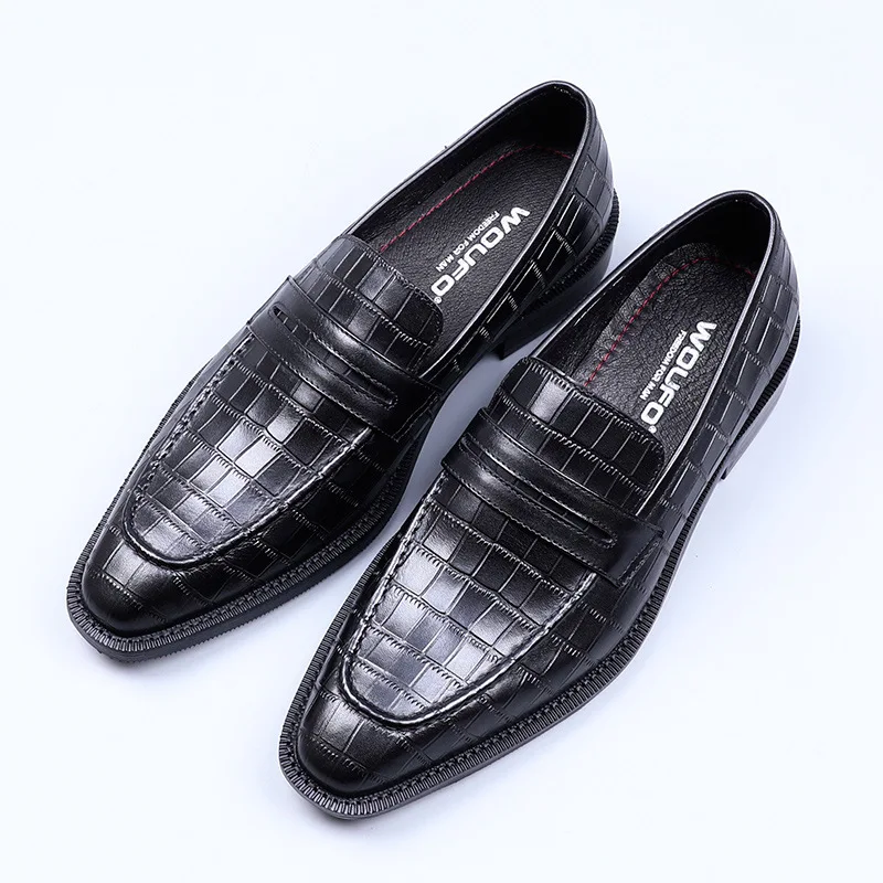 Summer business and leisure shoes, thick soled men's loafers, genuine leather, one foot leather shoes, top layer of cowhide