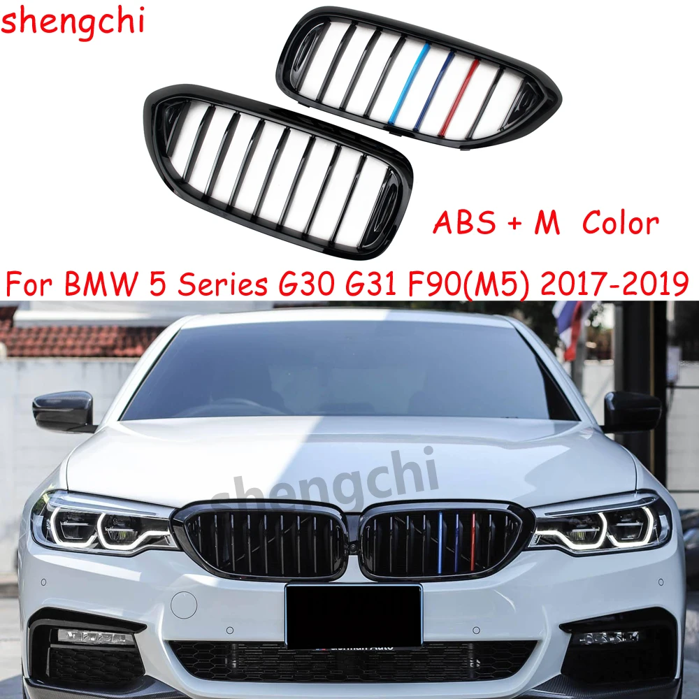 

Решетки переднего бампера M5 F90 G30 Pre-LCI ABS Gloss M Color для BMW 5 серии G30 G31 520i 530i 540i M550i, гоночные решетки, 2017-2019 гг.