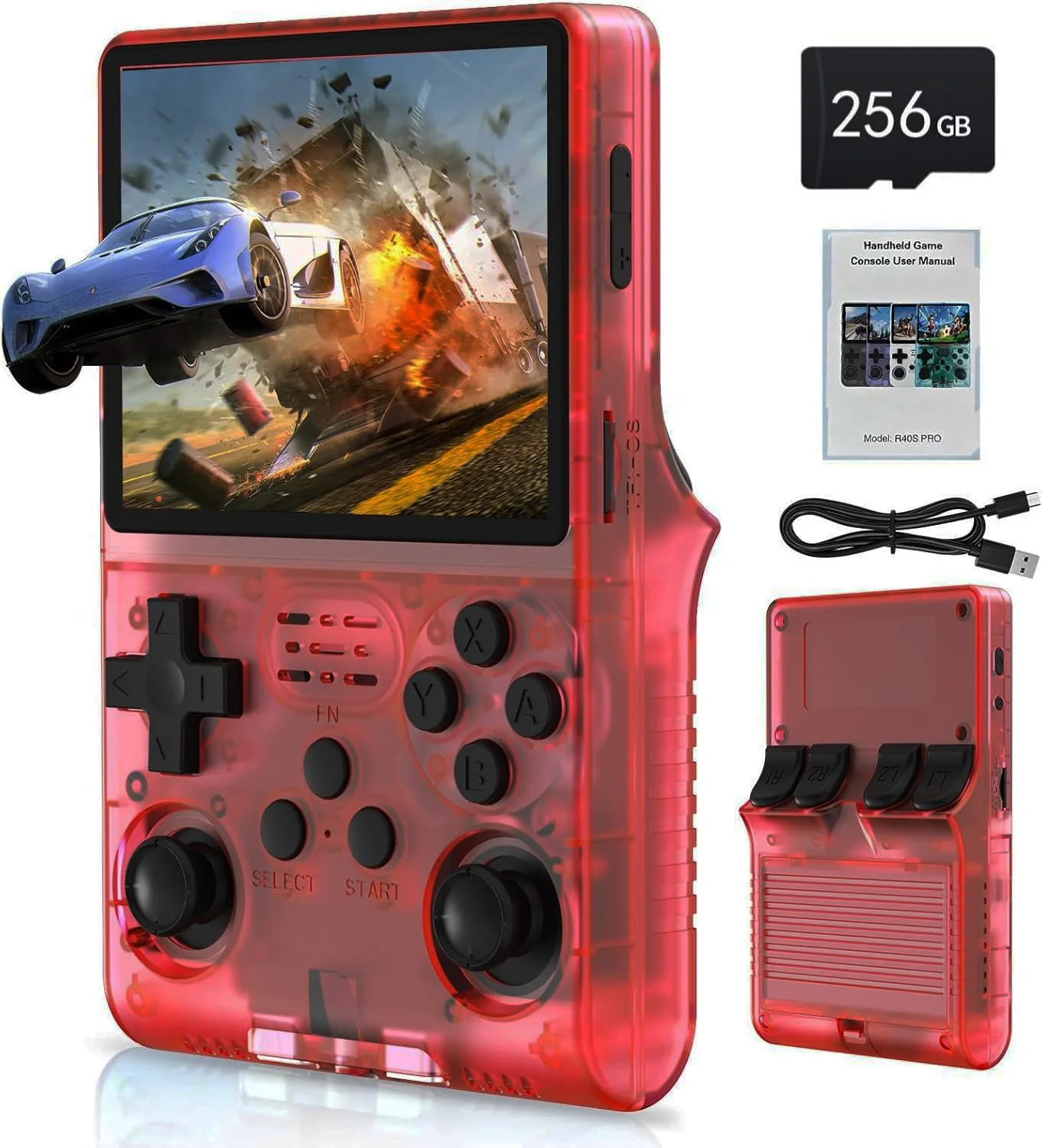 Consola Portátil R40s Pro | 30000 Juegos Retro, Pantalla IPS De 3.5 Pulgadas, 256 GB, Batería 3800 MAh, Linux, Compatible Con 30 Formatos, Regalo Nostálgico Para Niños Y Adultos