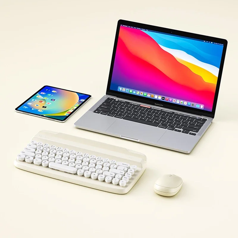 

Wireless 2.4G Support Bluetooth 5.0 Portable Silent Keyboard 86 Keys Round Keys Ergonomic Design Macbook Laptop Mini Keyboard