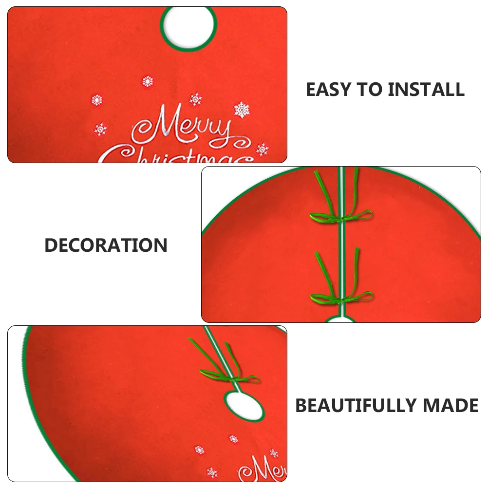 

Christmas Tree Skirt Cloth Red Snowflake Pattern Elegant Christmas Decoration Tree Bottom Mat Party Supplies Joyous