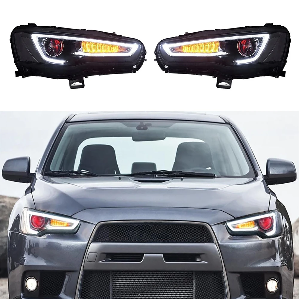 

Автомобильный светодиодный фонарь с глазами дьявола для Mitsubishi Lancer 2008-2017 DRL, автомобильная фара в сборе, авто модифицированные аксессуары