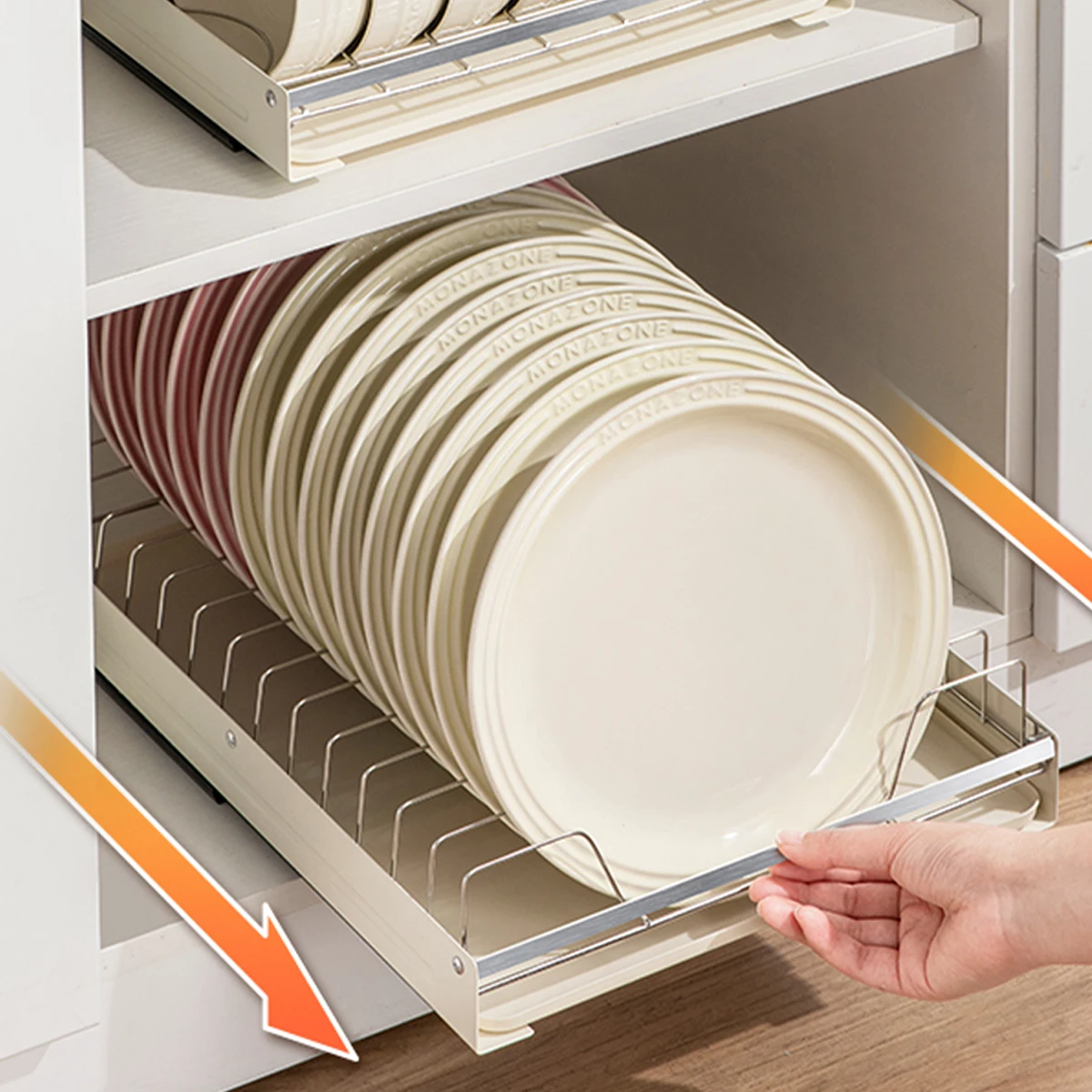 WMMO Integrated Pull-out Storage Rack for Dishe Free placement, Multi-purpose Pull-out Storage Rack for Kitchen