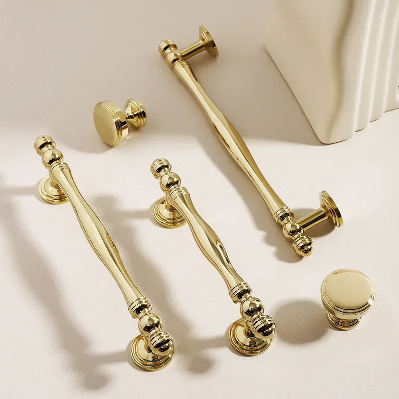 

Nordic Solid Brass Handles for Furniture Golden Luxury Knobs and Handles for Dresser Shoe Cabinet Drawers Wardrobe Pulls