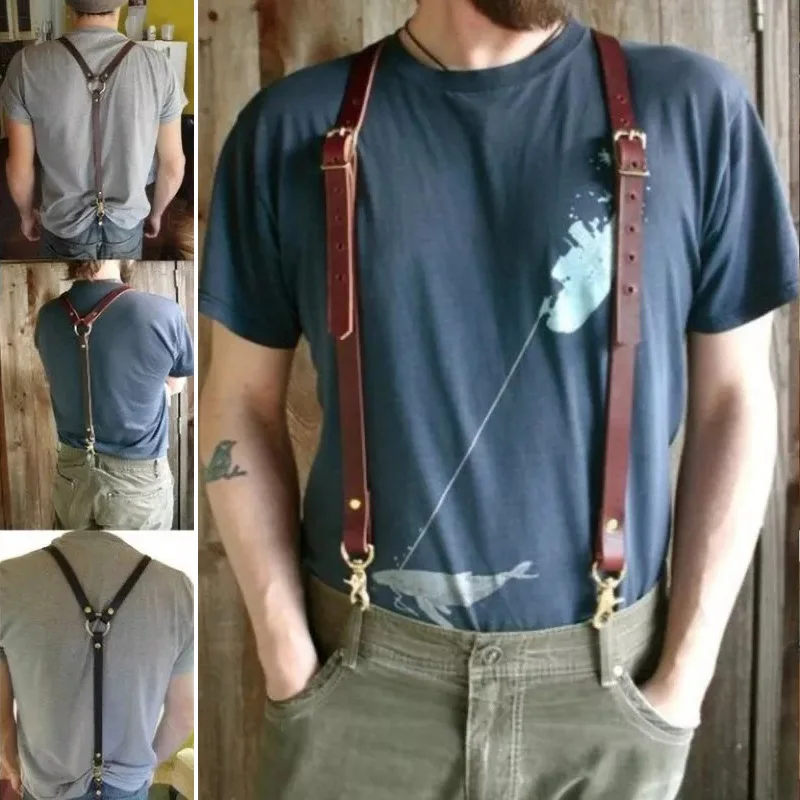 Vintage medievale rinascimentale uomo bretelle Vintage Brace Gothic Punk pantaloni Jeans Strap Hanger Harness Belt Costume Cosplay