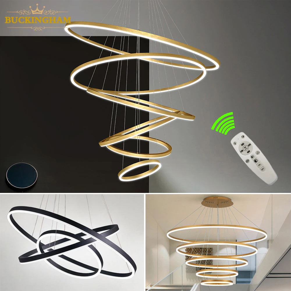 

Nordic Style Modern Pendent Lights Hanging Lamps Aluminium Ring Led Ceiling Chandeliers for Living Room Indoor Home Decor