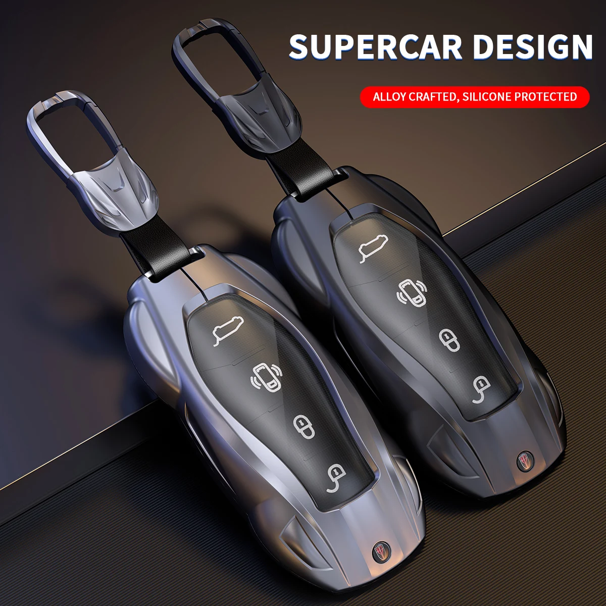 Sports Car Style Zinc Alloy Key Case for Hongqi D Smart Remote Key Protective Shell with Metal Keychain