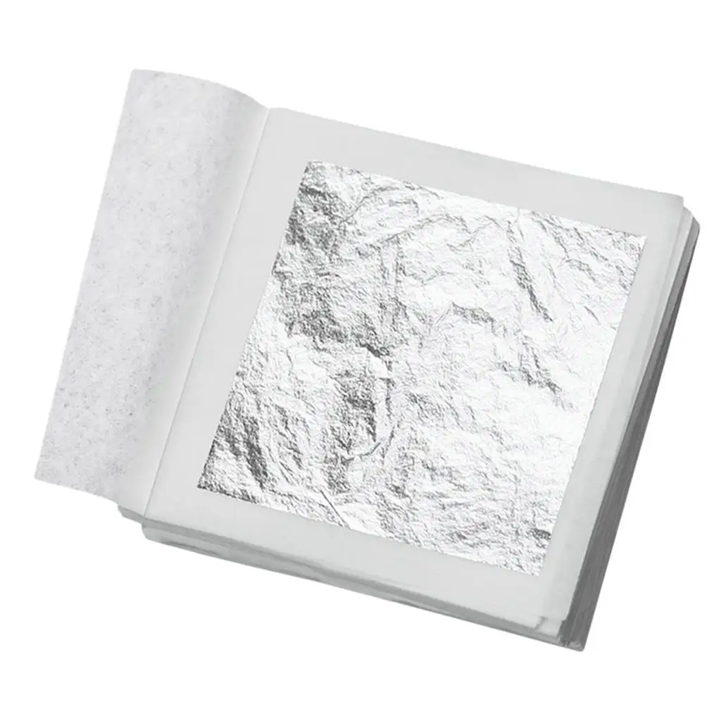 Silver Leaf Sheets 10 Pack Genuine Foil Leaf for Arts Gilding Table Ornaments Home Decoration
