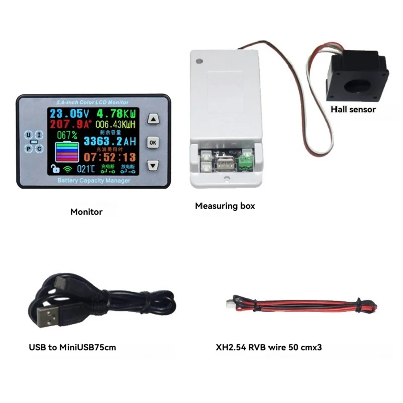 

L37A-Беспроводной Bluetooth-кулометр, тестер емкости аккумулятора, амперметр, вольтметр с цветным экраном 2,4 дюйма для электромобиля, автофургона