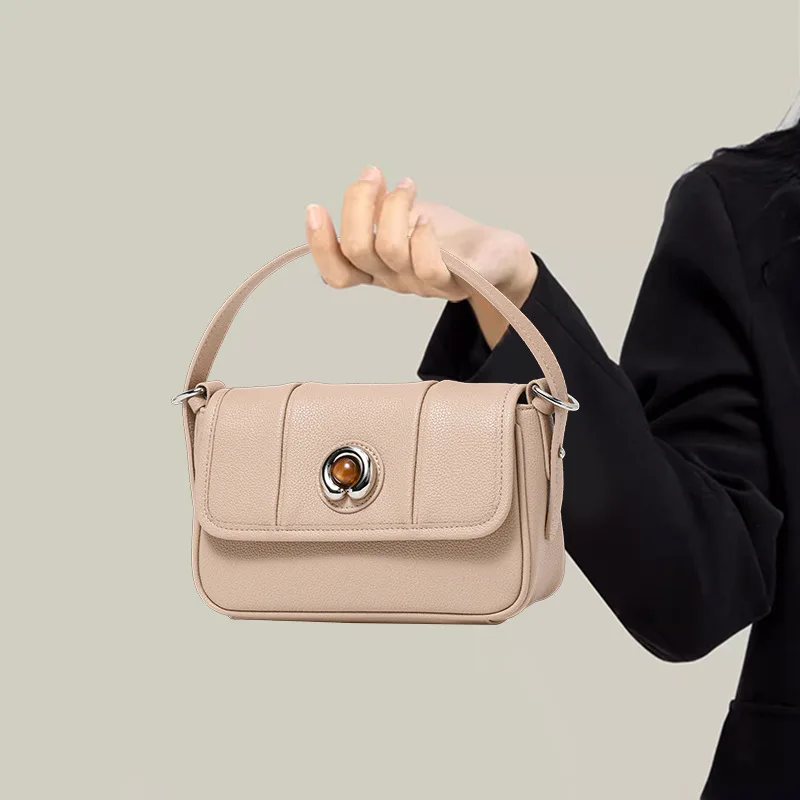 

New Chinese Silk Cowhide Small Square Bag Niche Texture Shoulder Bag Genuine Leather hand-held crossbody Bag Mobile Phone Bag