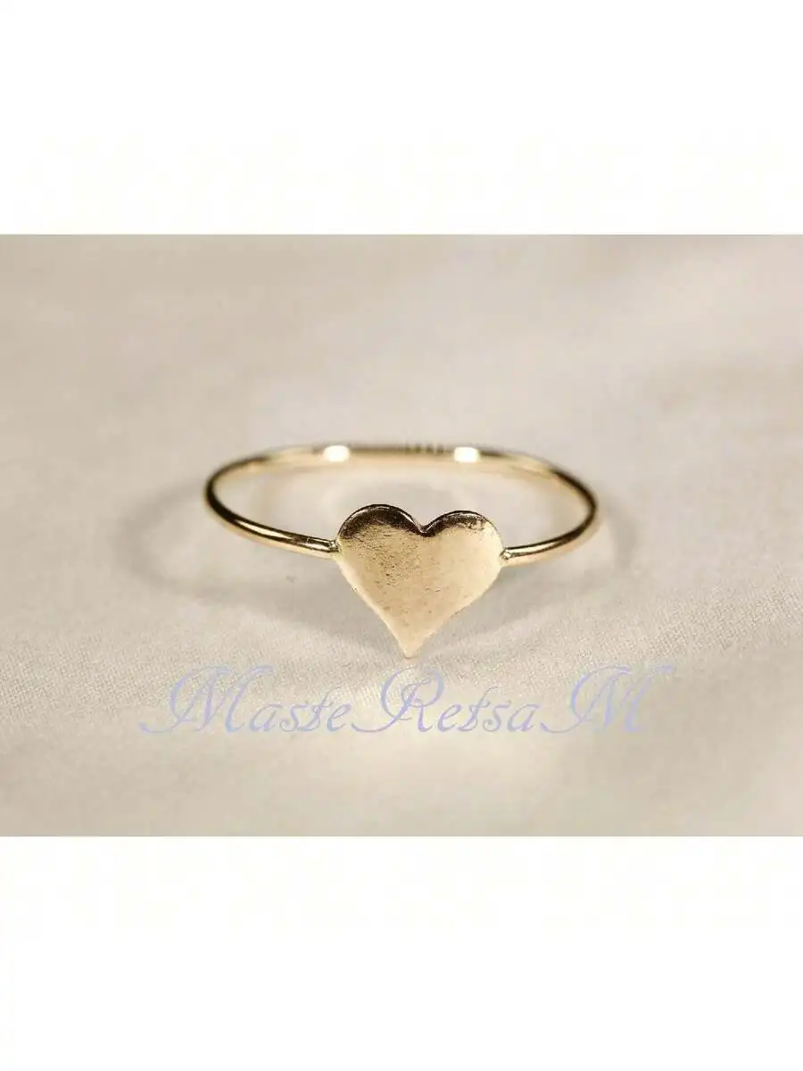

Heart Shape Fashion Ring For Women, Handmade Gold Tone Adjustable Ring