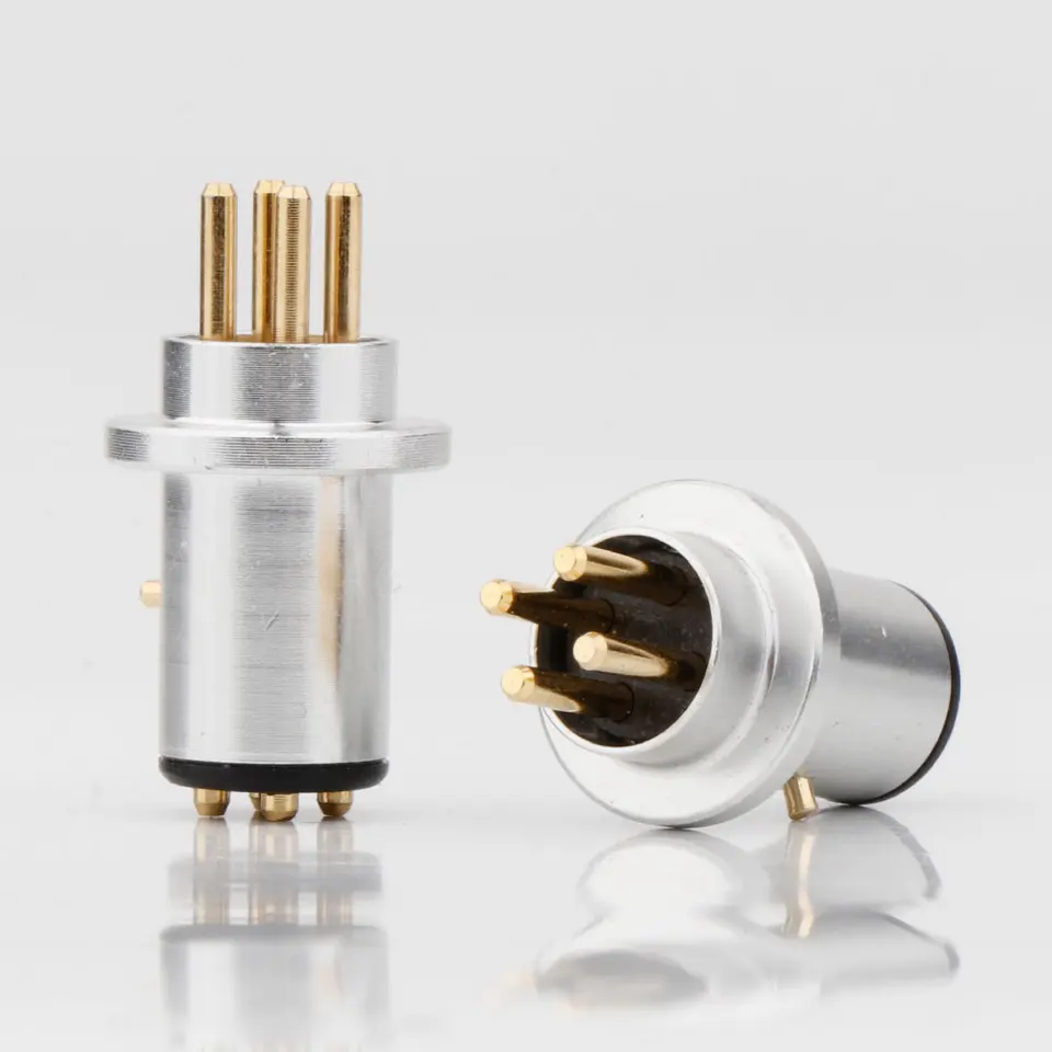 Connettore DIN A 5 Pin Placcato Oro Per Giradischi | Maschio 5-core In Ottone, Alluminio Anodizzato, Saldabile
