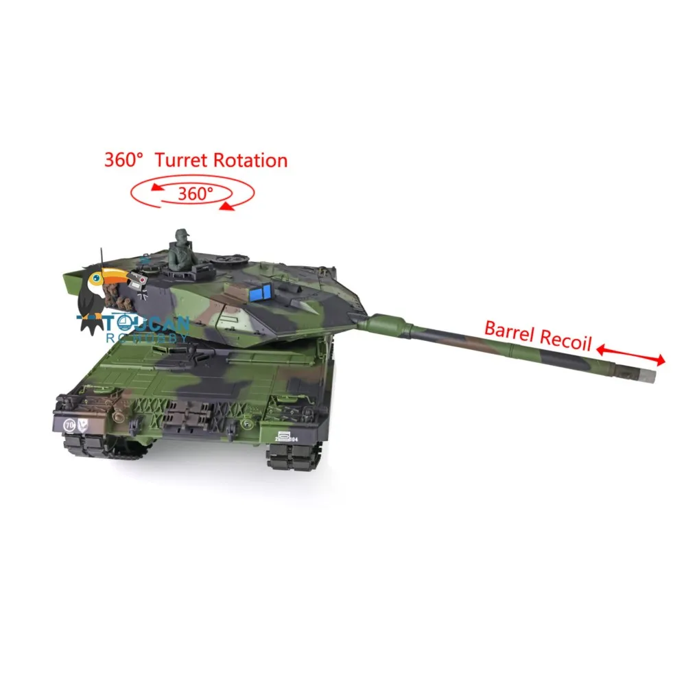 Toys Heng Long 1/16 7.0 Plastic Leopard2A6 RC Tank 3889 W/ 360° Turret Barrel Recoil Ready to Run Model TH17576
