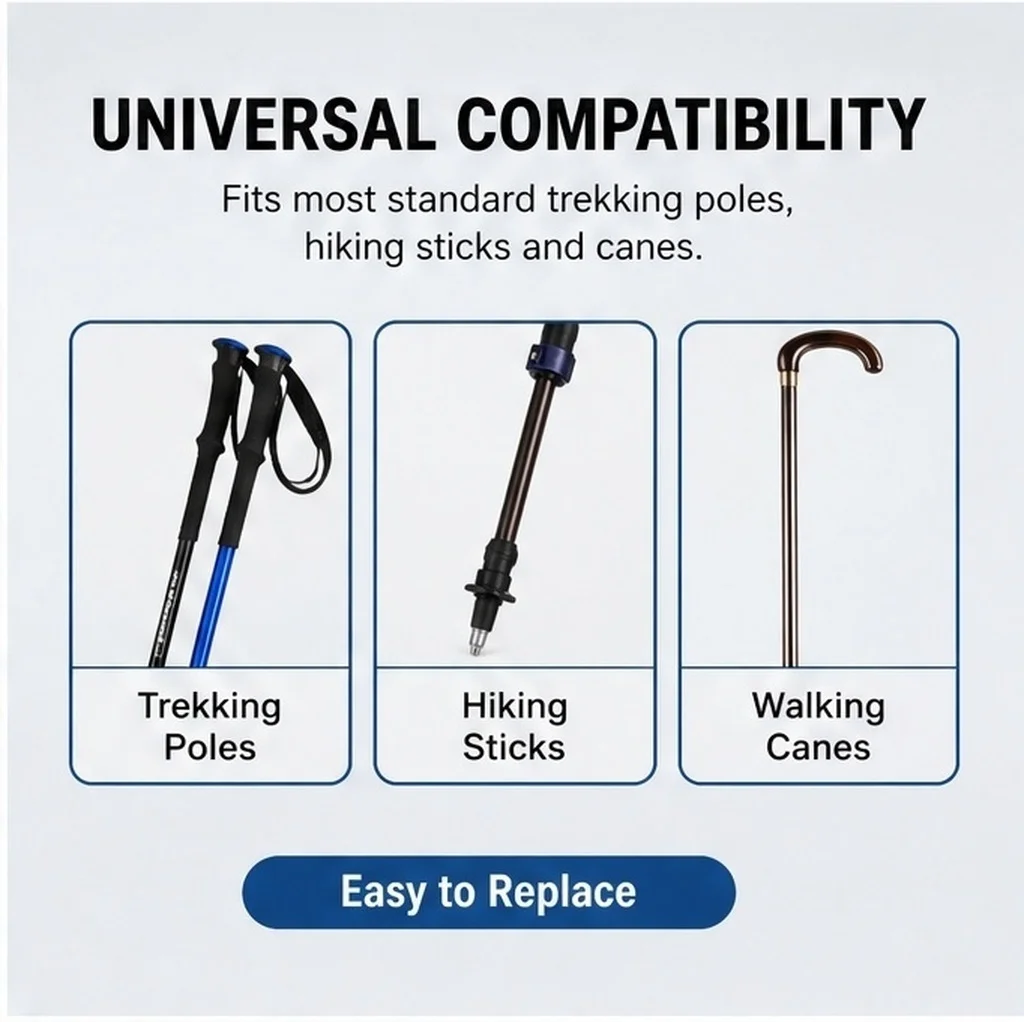 8Pcs Tungsten Steel Trekking Pole Tips – Heavy-Duty Anti-Slip for Hiking, Climbing, Hammock Setup & Cement Work