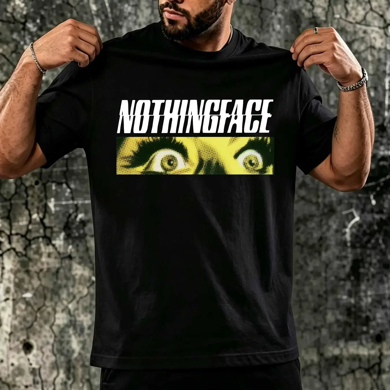 washed T Shirt Nothingface Size S M L 2345XL  Cotton vintage Washed streetwear Top For Everyday Wear Breathable Comfortable