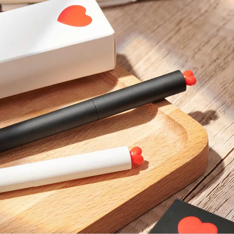 KACO FIRST Kawaii Gel Pens Cute Lovely Heart-shaped Gel Pen Black Ink Refill for quick drying Smooth Writing Stationery