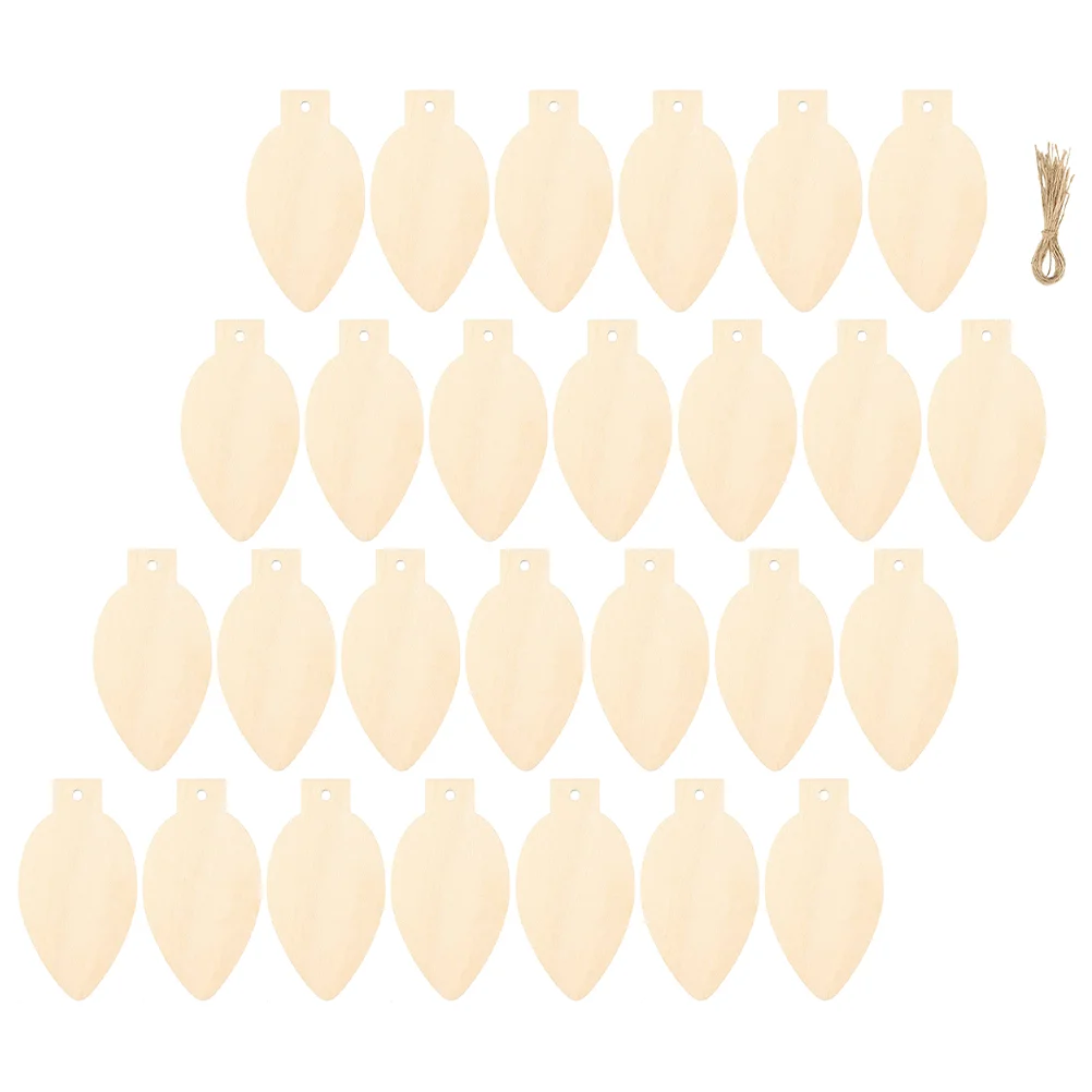 50 ชิ้นคริสต์มาสที่ยังไม่เสร็จไม้หลอดไฟชิป DIY ตกแต่งแท็กจี้ชิ้นอุปกรณ์ตกแต่งบ้านงานฝีมือ