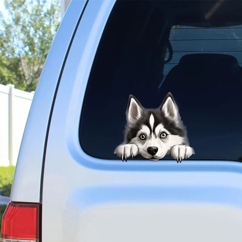 DK117 #   سيبيريا أجش الكلب سيارة الوفير ملصقات نافذة لسيارة شاحنة فان موضة الشارات مادة الفينيل ملصقات الإبداعية