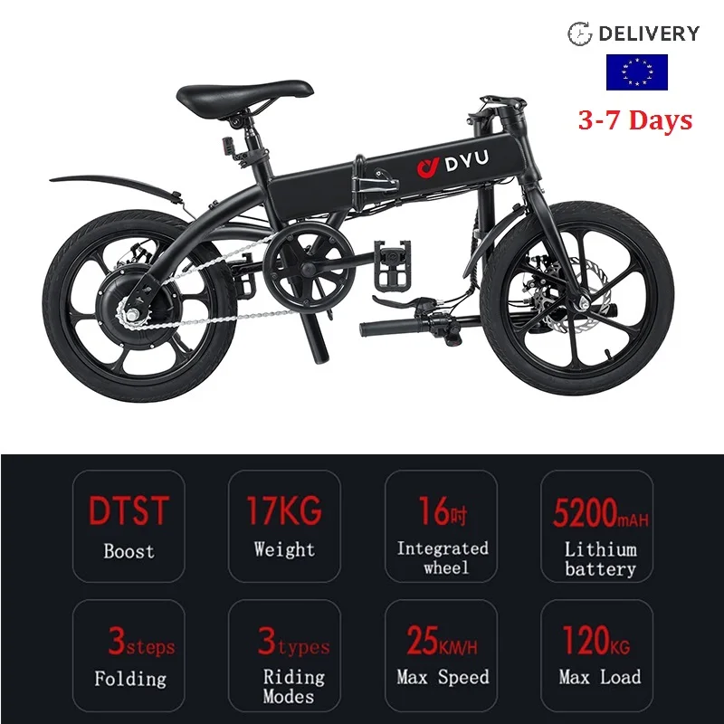 EU Stock DYU A1F 16 Inch Mini Two Wheel Portable Folding Electric Bike Citycoco SUV Ebike For Adult Bicycle