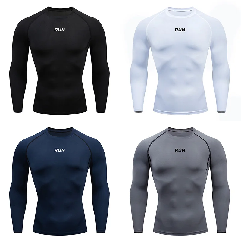 Men Sport T-shirt Quick Dry Bodybuilding Running Shirt Long Sleeve Compression Top Gym T Shirt Men Fitness Tight Rashgard
