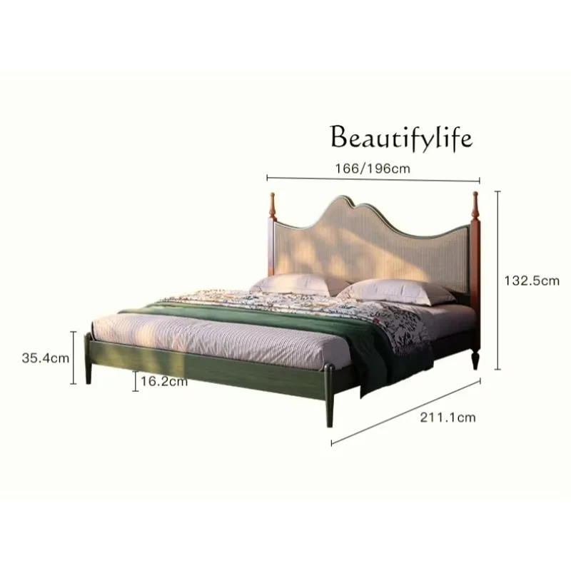 

X35 French Retro Soft Bag 1.8 Double Bedroom Household Solid Wood Bed 2025 New Chinese Light Luxury Medium And Ancient Style