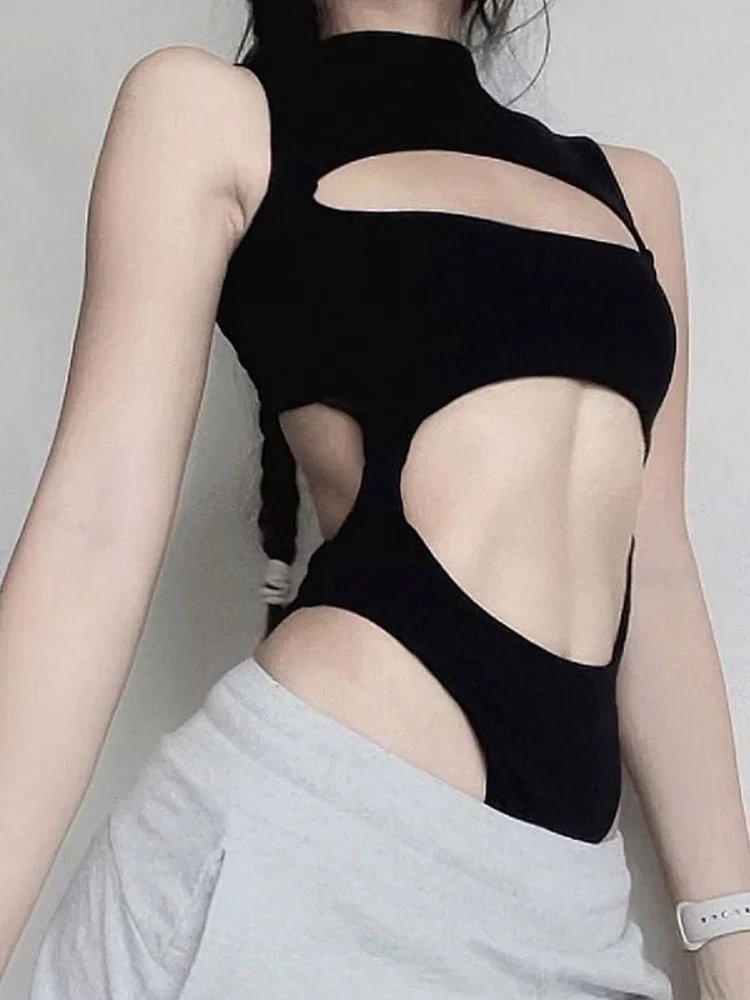 Backless Tops For Women Bustier Lingerie Sexy Sleeveless Bodysuits One-Pieces Hollow Festival Outfit Fashion Slim Y2k Streetwear