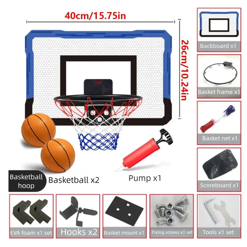 Wall-mounted Mini Basketball Hoop Set Over The Door Foldable Indoor Play Basketball Goal Multifunctional Easy To Install