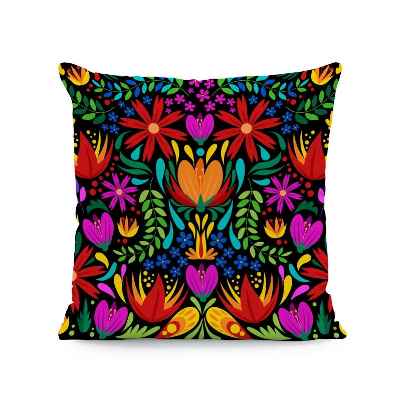 Day of the Dead Dragonfly Dahlia Flower Pillowcase Mexican Carnival Cushion Cover