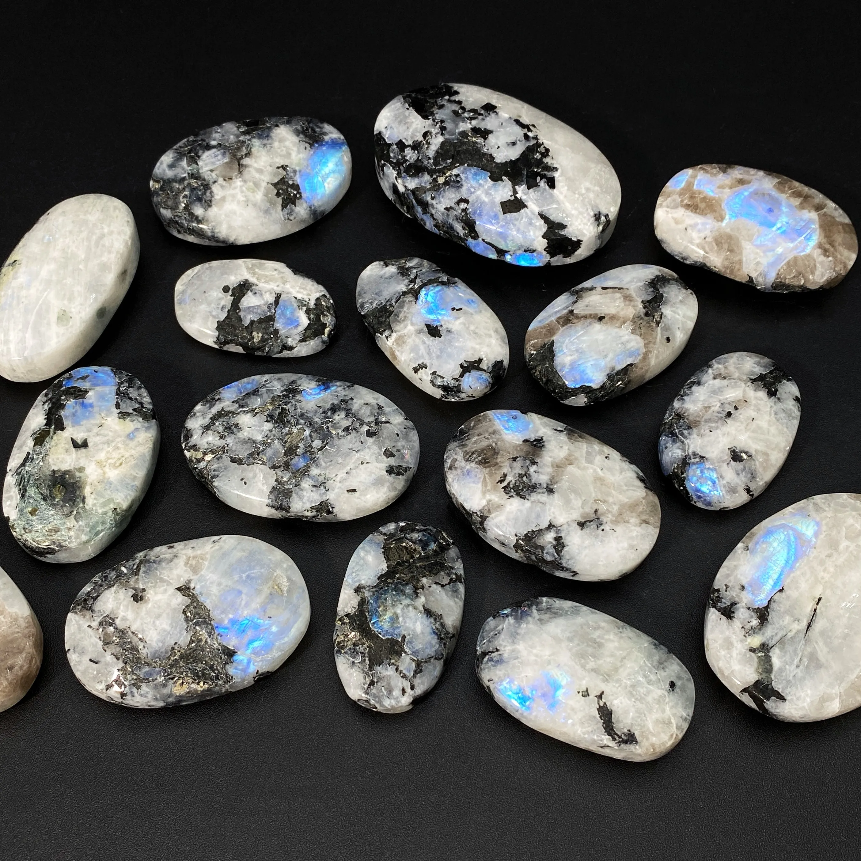 1 قطعة قوس قزح نادر حجر القمر حجر النخيل حجر القمر البيضاوي الكريستال الطبيعي الأحجار الكريمة الحقيقية ل FengShui شفاء التأمل ديكور المنزل